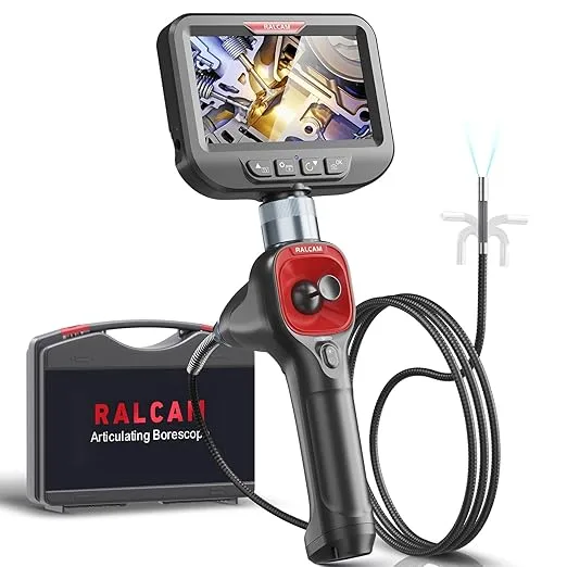RALCAM F606B 360 Articulating Borescope 4-Way Joystick Articulation Inspection Camera IP67 6.2MM HD Steerable Endoscope With LED