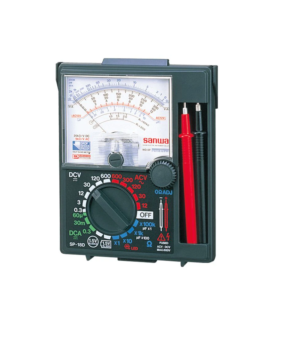 Sanwa SP-18D Analog Multimeter with Built-In Case