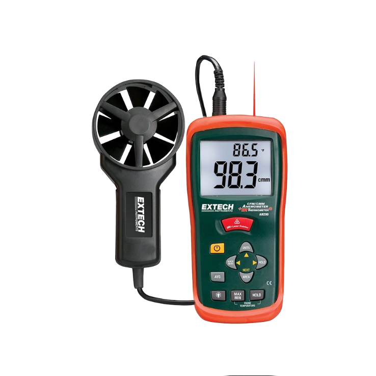 AN200 CFM/CMM Mini Thermo-Anemometer with built-in InfraRed Thermometer
