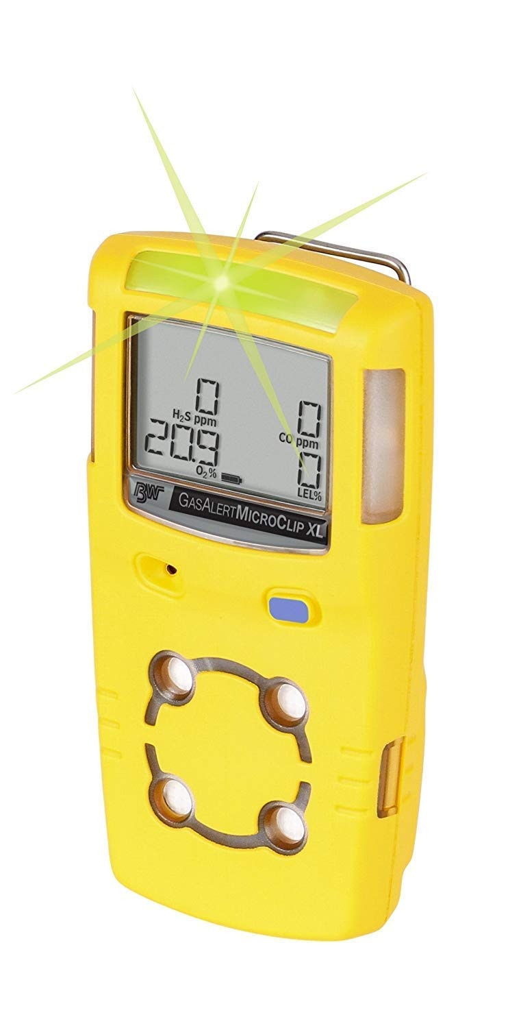 BW GasAlertMicroClip XL Multi-Gas Detector, % LEL, O2, H2S, CO