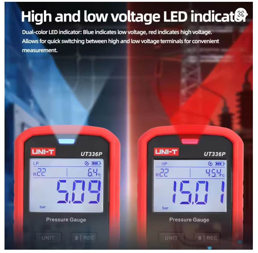 UNI-T UT336P Wireless Pressure Gauge  -1 to 60bar Offline Data Logging for Refrigeration Heat Pump