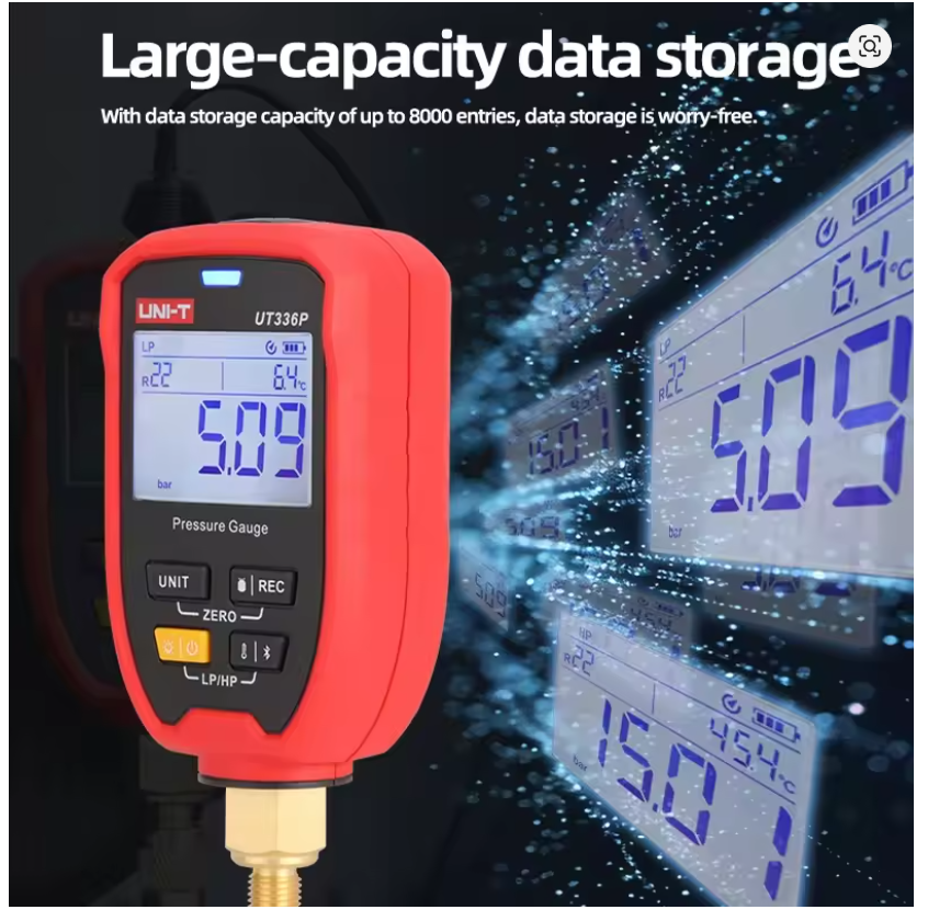 UNI-T UT336P Wireless Pressure Gauge  -1 to 60bar Offline Data Logging for Refrigeration Heat Pump