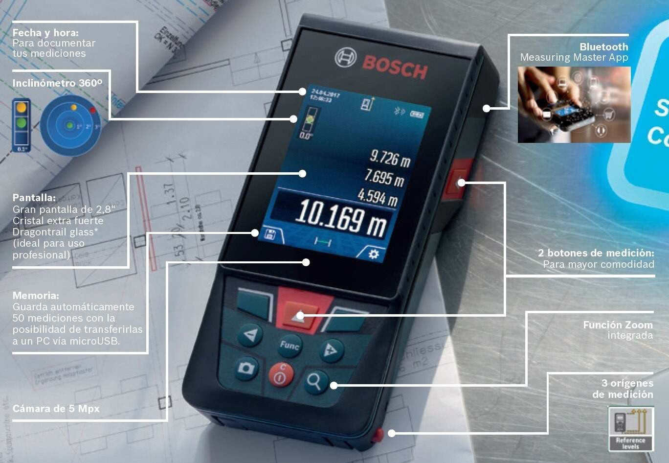 Bosch GLM 120 C Laser Measure with Camera 120 Mtr